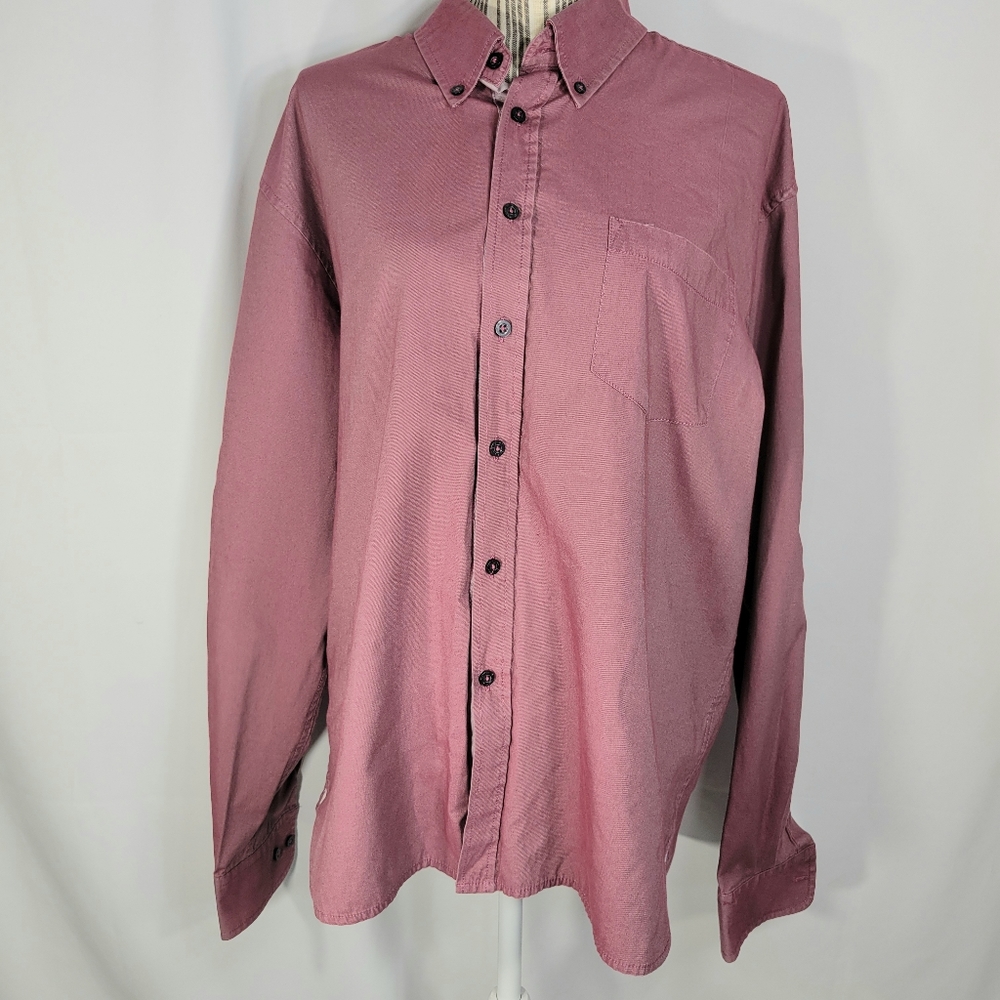 Haggar Clothing Burgundy / Pink Button Down Casual / Dress Shirt Size XLarge
